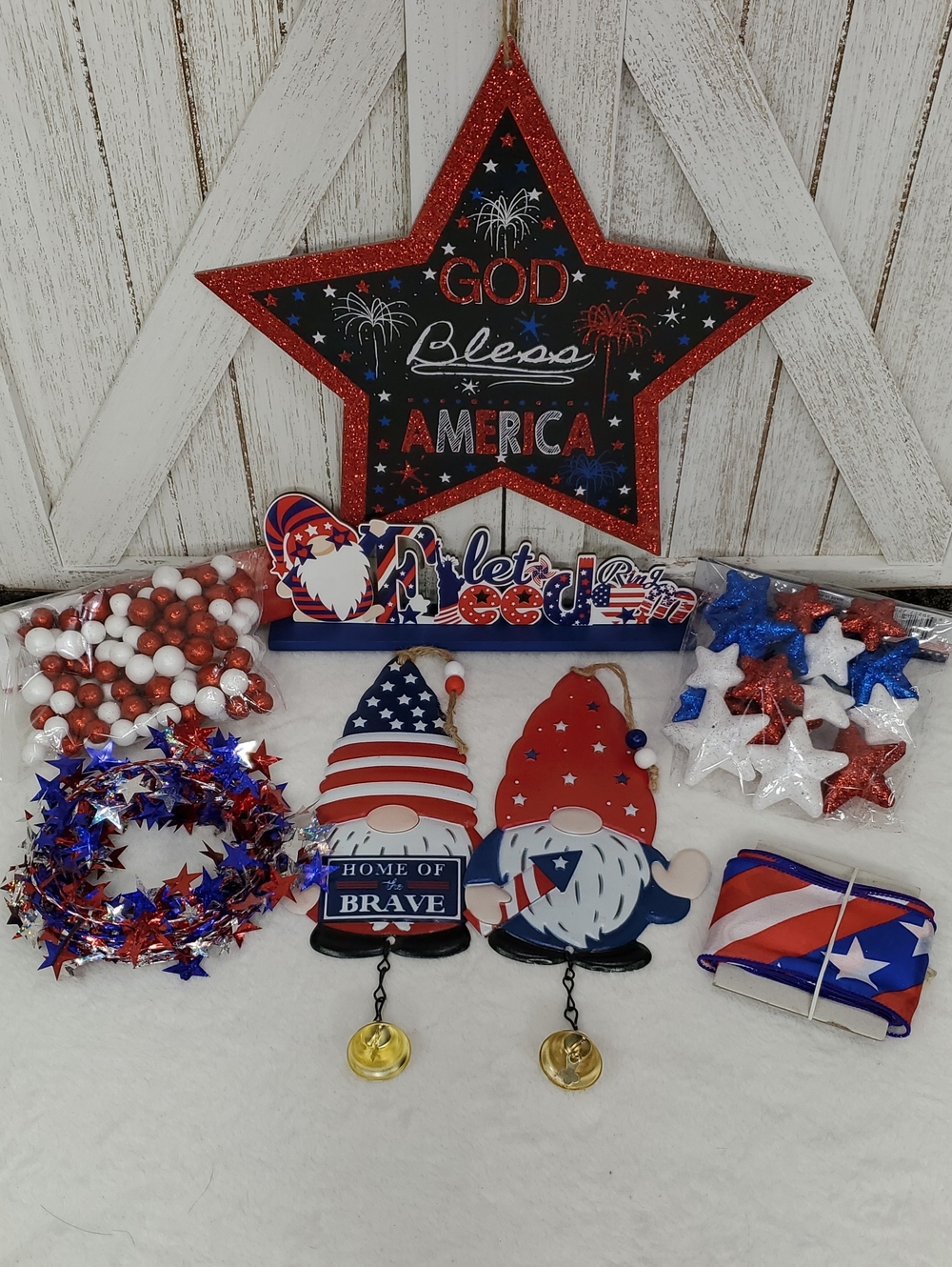 Let Freedom Ring & God Bless America Wood Signs Patriotic Bundle Gnomes